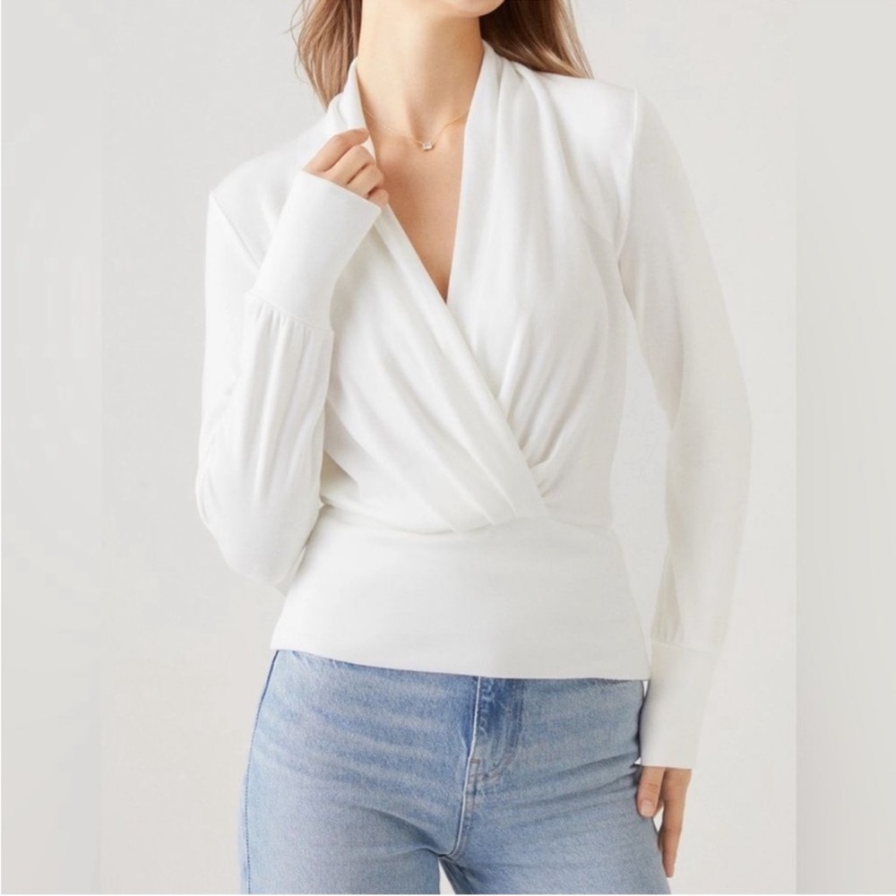 OGL EcoMousse Prowarm Surplice White Wrap Look Top size